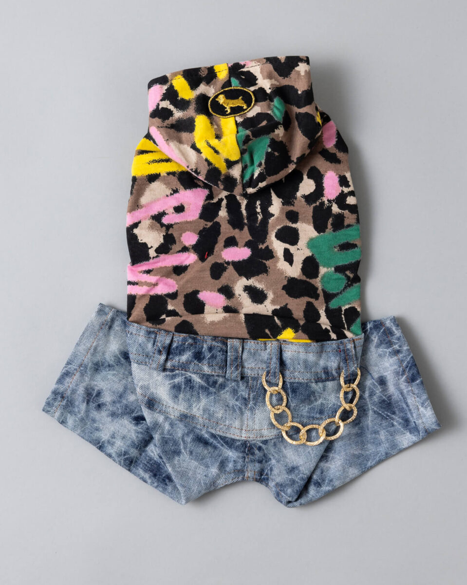 ギャル系　レオパード×デニム　ズボンスタイル