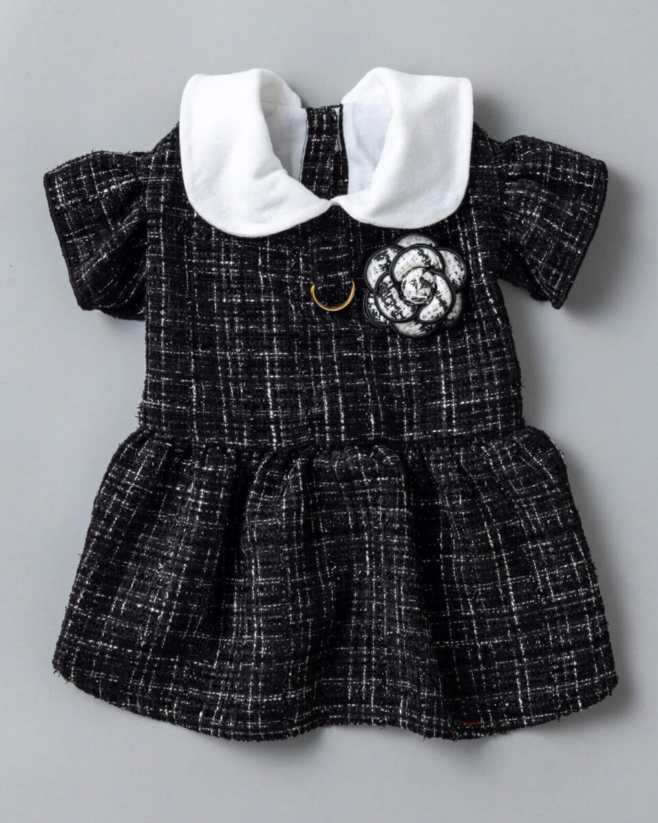 ツイードカメリアドレス(ブラック）