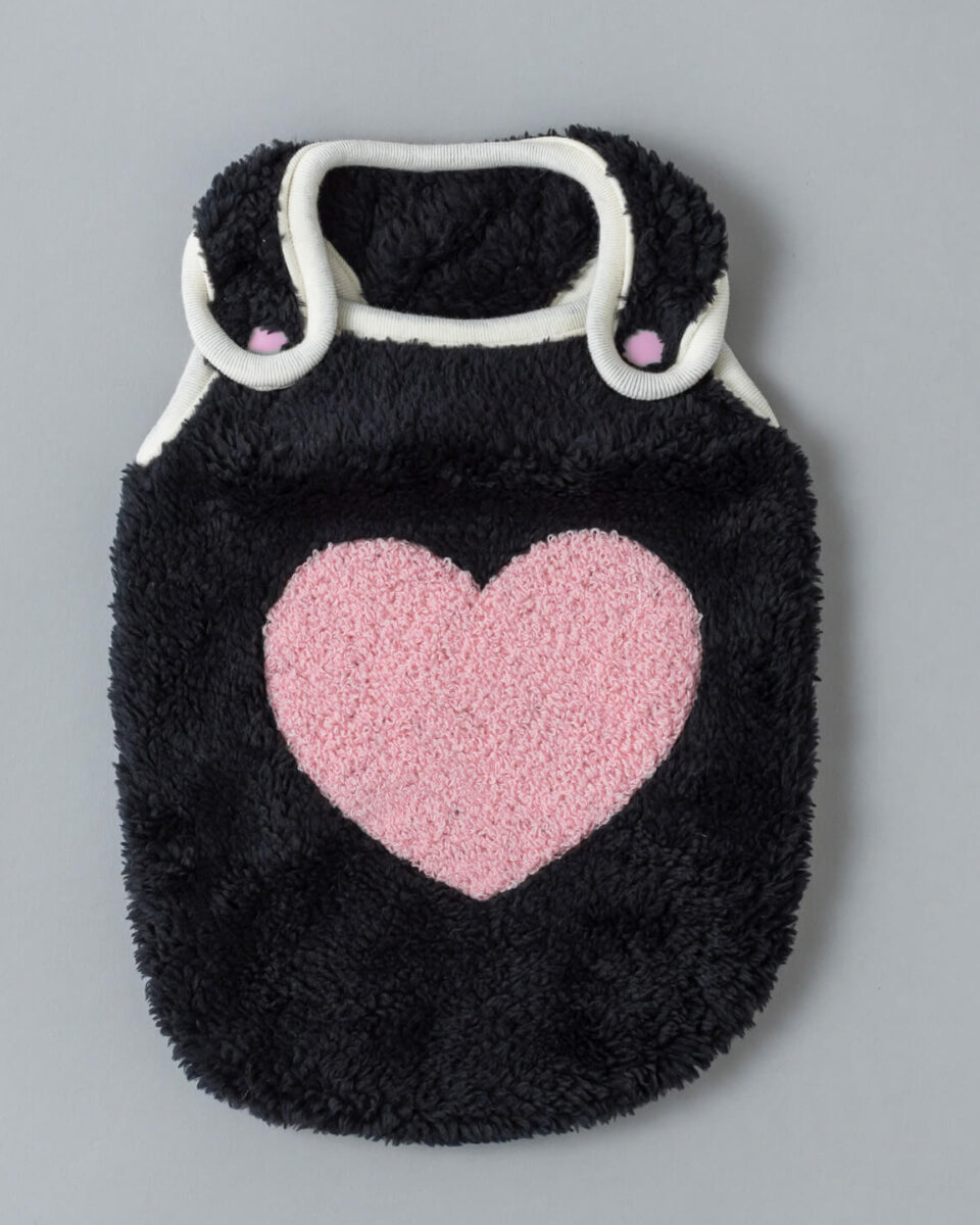 ハートもこもこタンク（ブラック×ピンク）